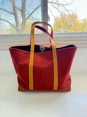 Vintage L.L. Bean Boat and Tote Rust Red and Mustard Yellow Size Large